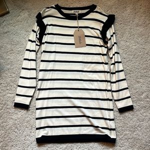Listicle black and cream striped dress; size small